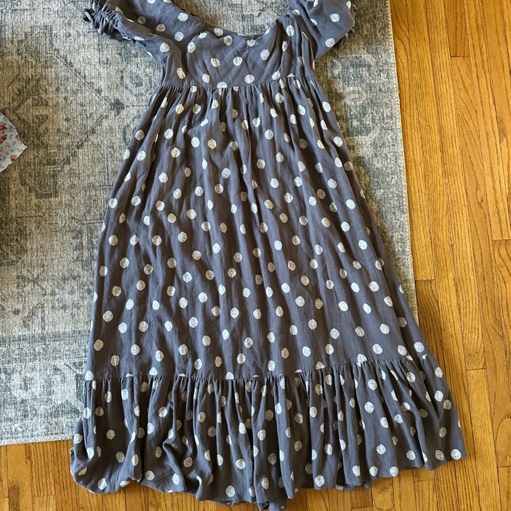 Rylee + Cru Charcoal Polka Dot Dress
